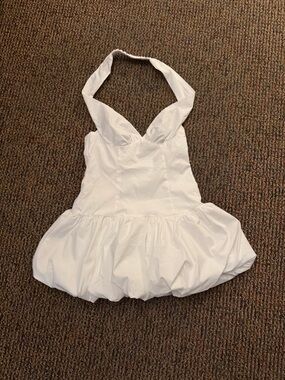 Peppermayo White Halter Bubble Mini Dress